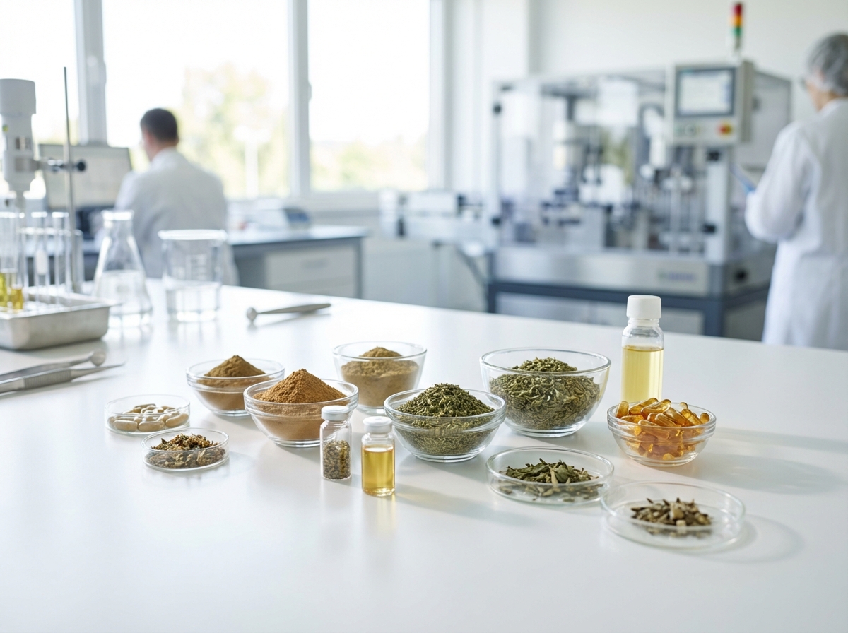 Vzorky ingrediencí v laboratoři